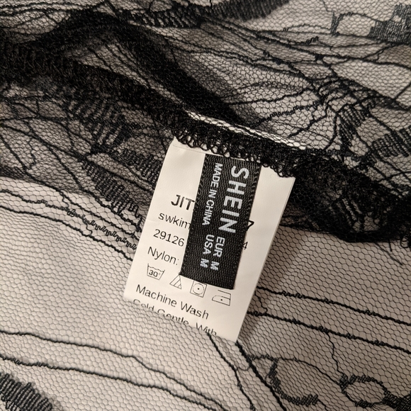 **SOLD** Open Front Sheer Embroidery Mesh Kimono - Picture 6 of 8